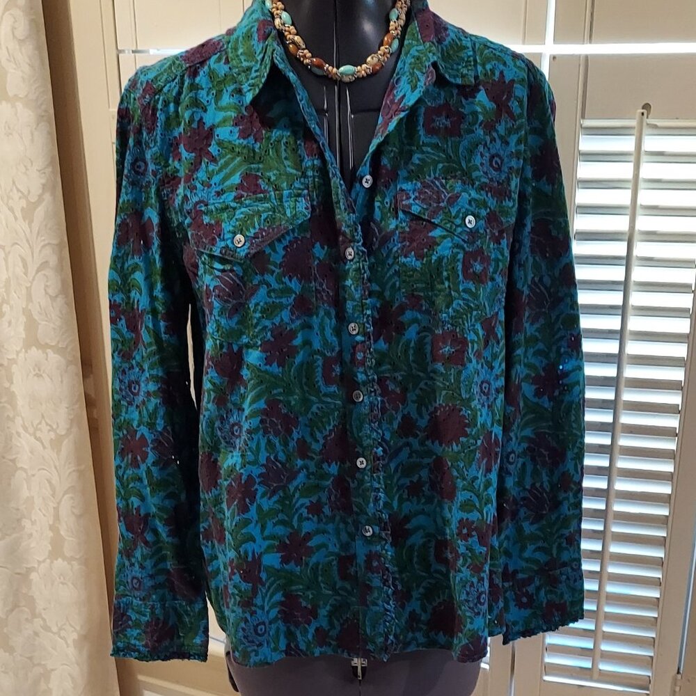 Sundance Floral Print Blouse Turquoisel  PS